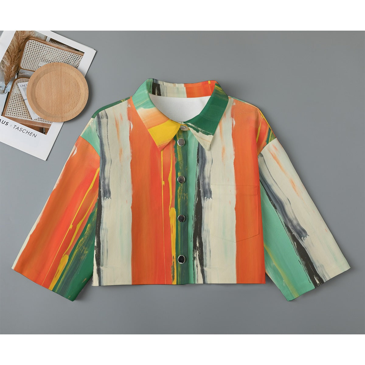 All-Over Print Women's Cropped Jacket | 245GSM Cotton