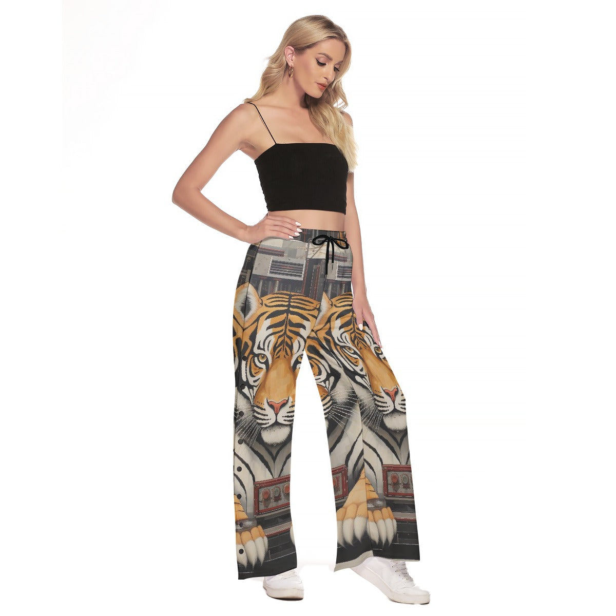 All-Over Print Women's Side Slit Snap Button Trousers