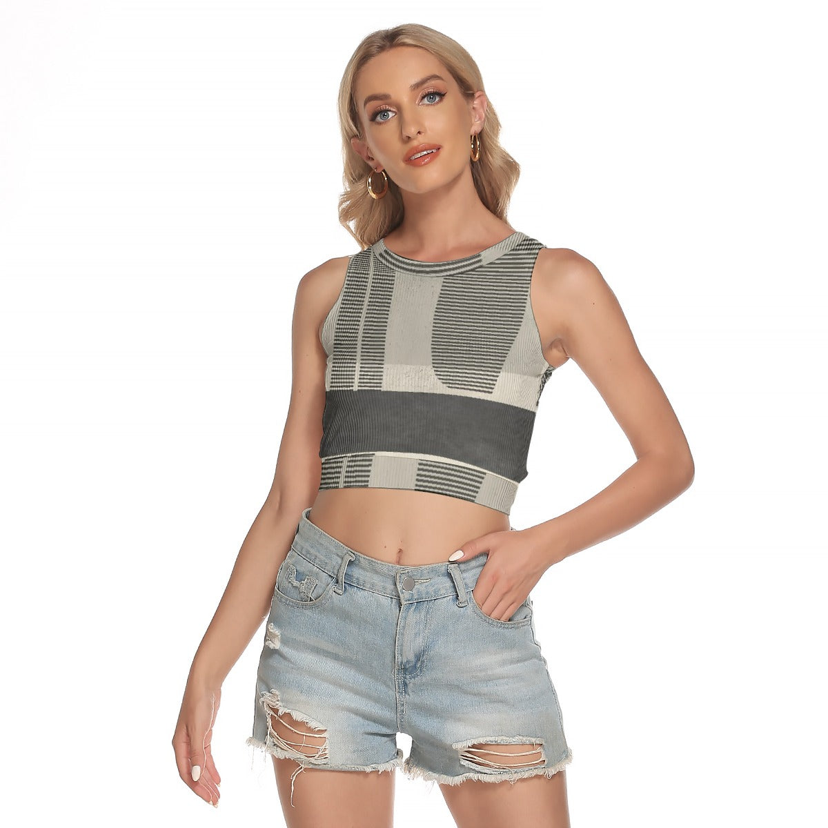 All-Over Print Women's Sleeveless Back Hollow Crop Top
