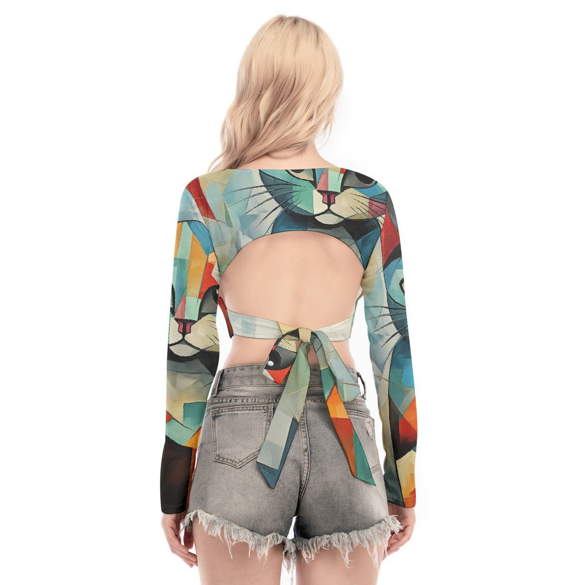 All-Over Print Women's Back Hollow T-shirt With Strap