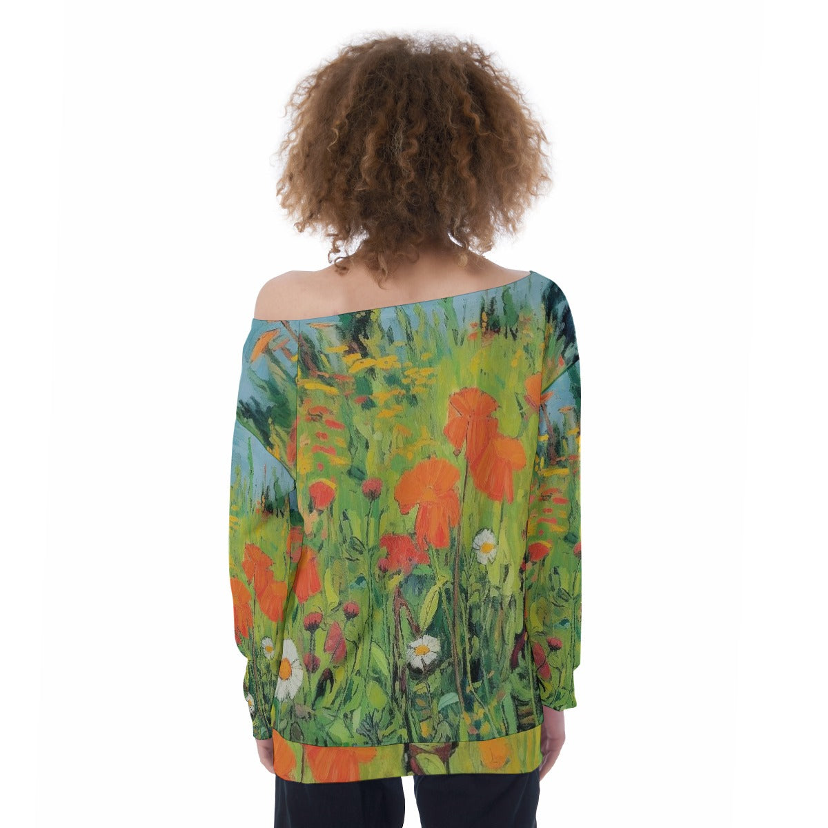 All-Over Print Oversized Women's Off-Shoulder Sweatshirt