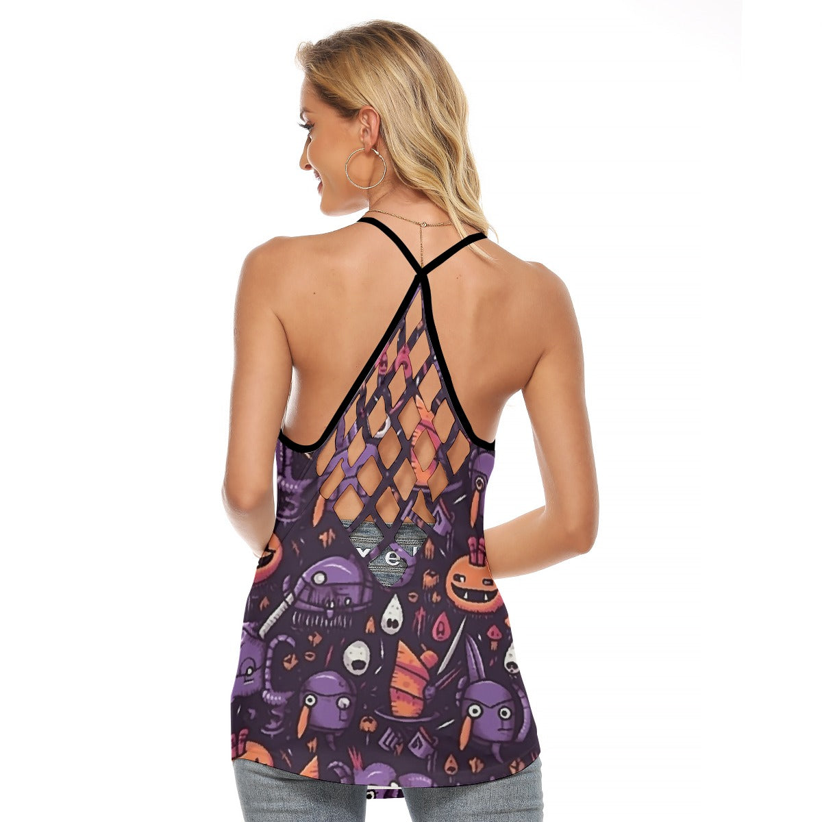 All-Over Print Women's Criss-Cross Open Back Tank Top