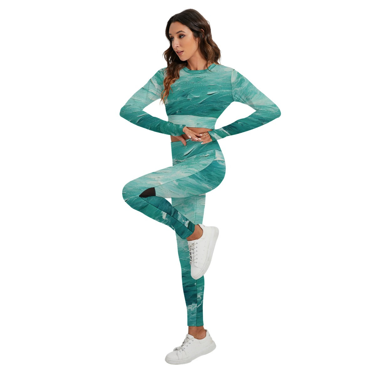 All-Over Print Women's Sport Set With Backless Top And Leggings