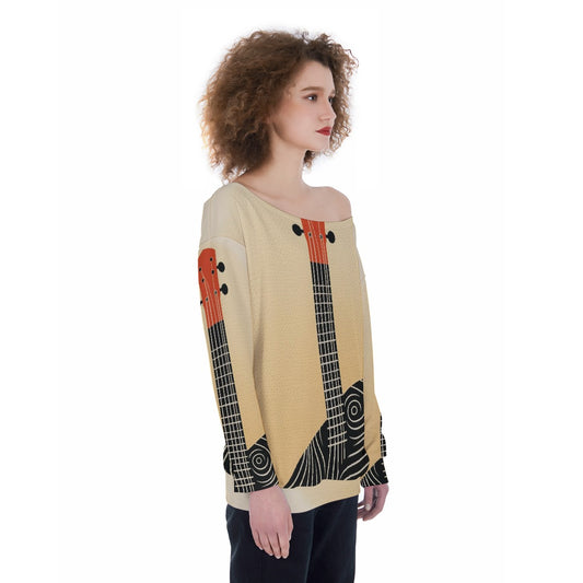 All-Over Print Oversized Women's Off-Shoulder Sweatshirt