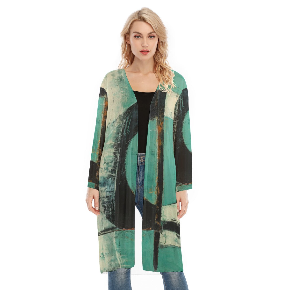 All- Over Print Women's Long Sleeve Mesh Cardigan