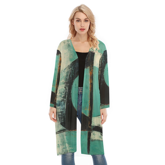 All- Over Print Women's Long Sleeve Mesh Cardigan