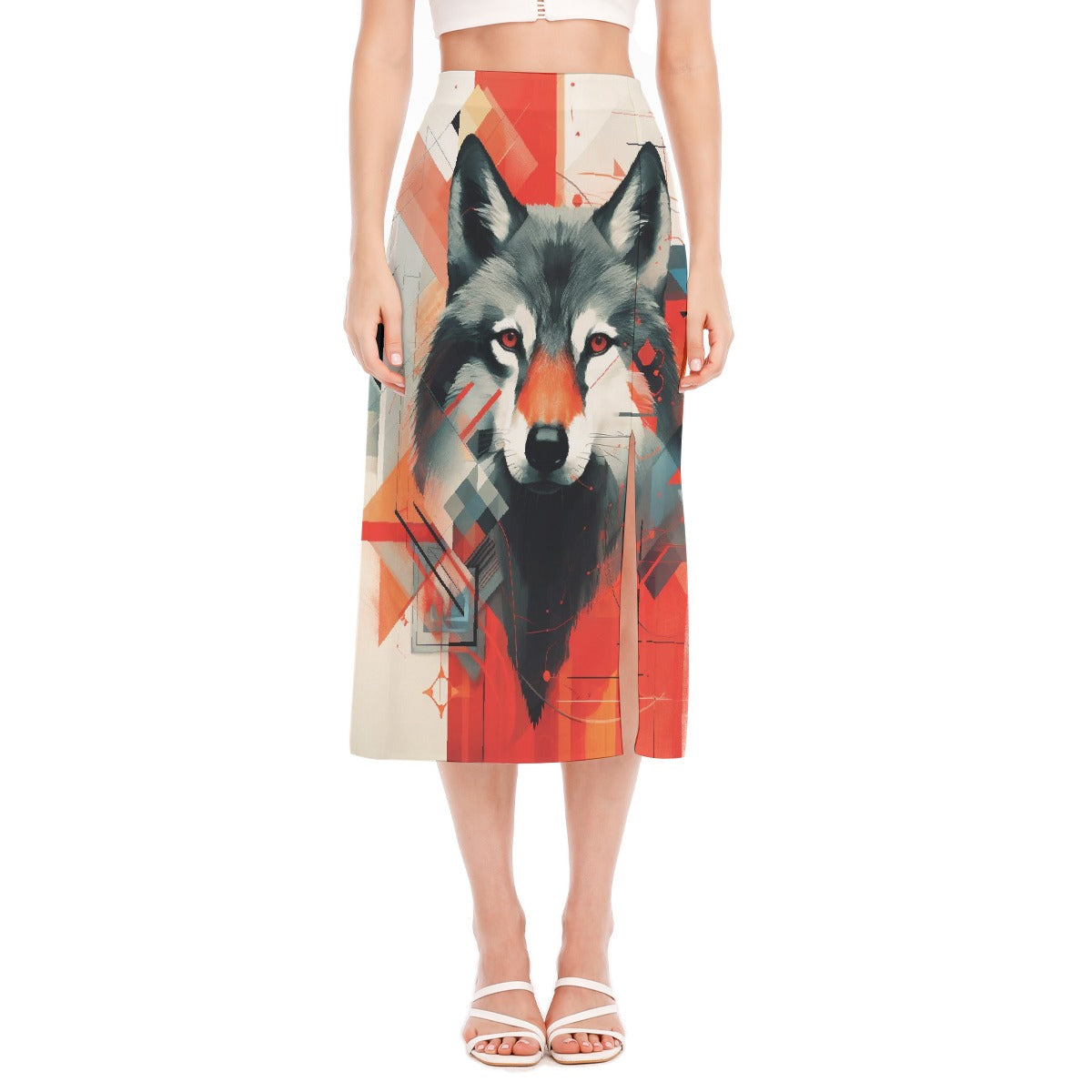 All-Over Print Women's High Slit Long Skirt