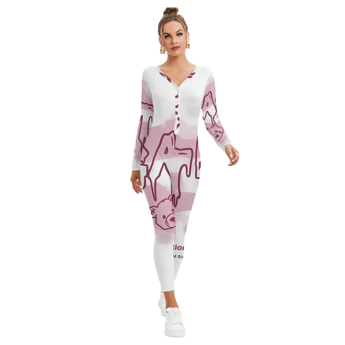 All-Over Print Women's Plunging Neck Jumpsuit