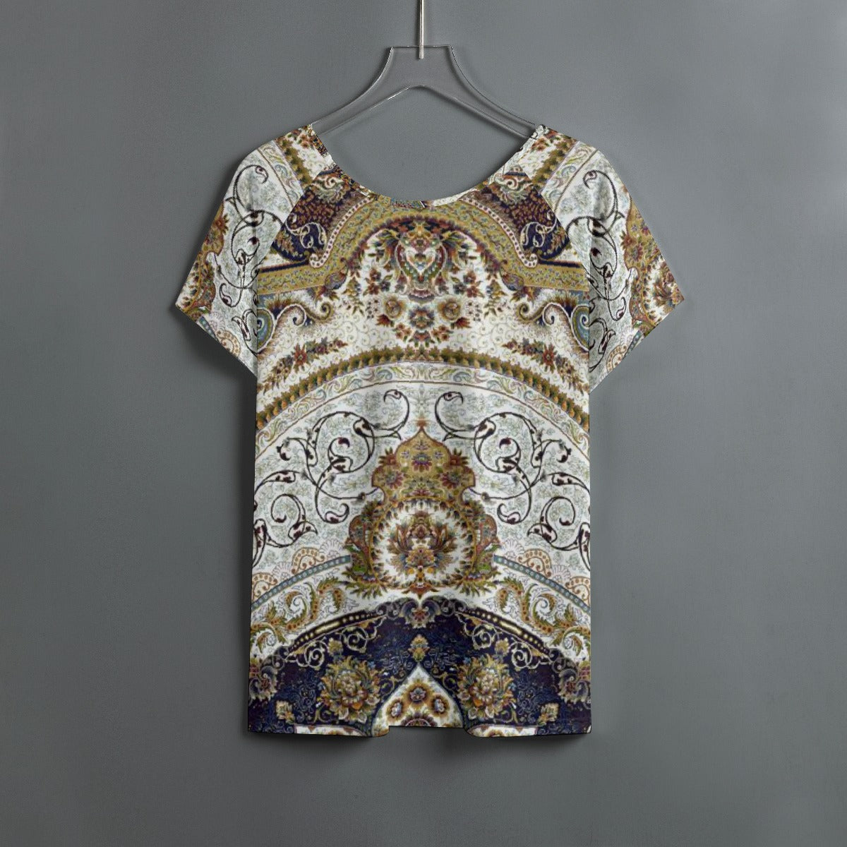 All-Over Print Women's Round Neck T-shirt With Raglan Sleeve