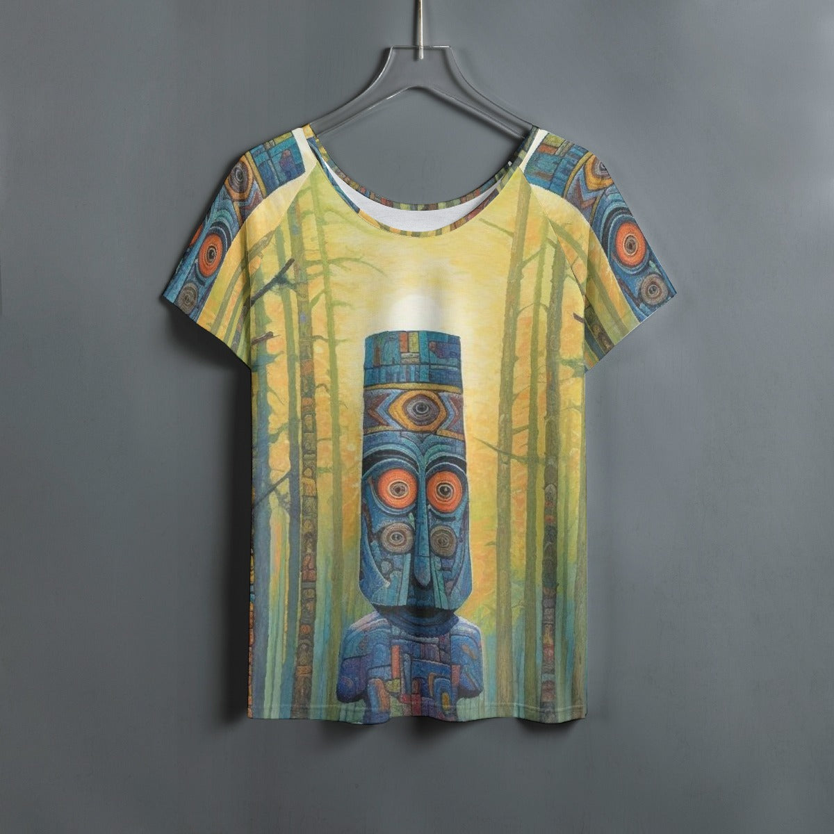 All-Over Print Women's Round Neck T-shirt With Raglan Sleeve