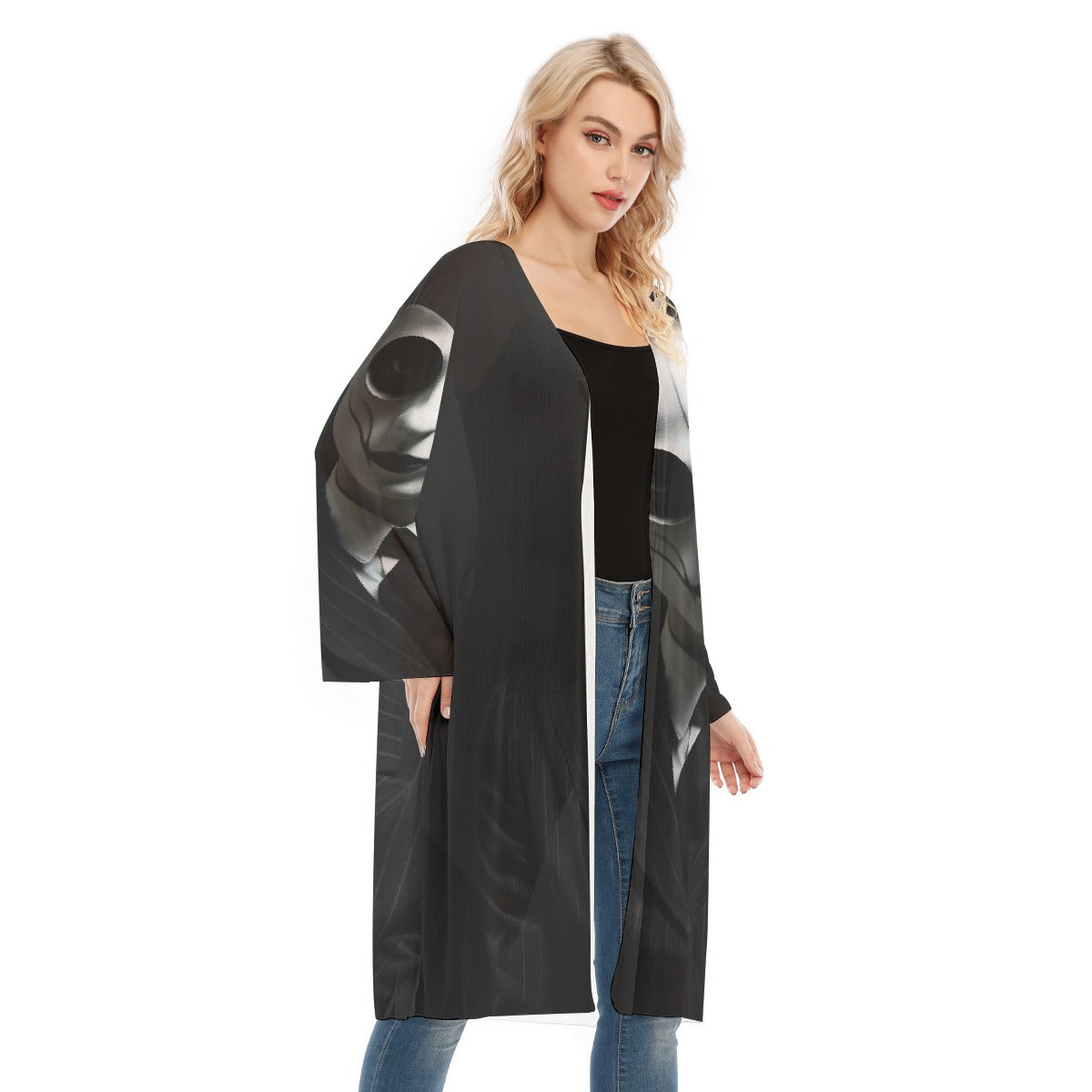 All- Over Print Women's Long Sleeve Mesh Cardigan