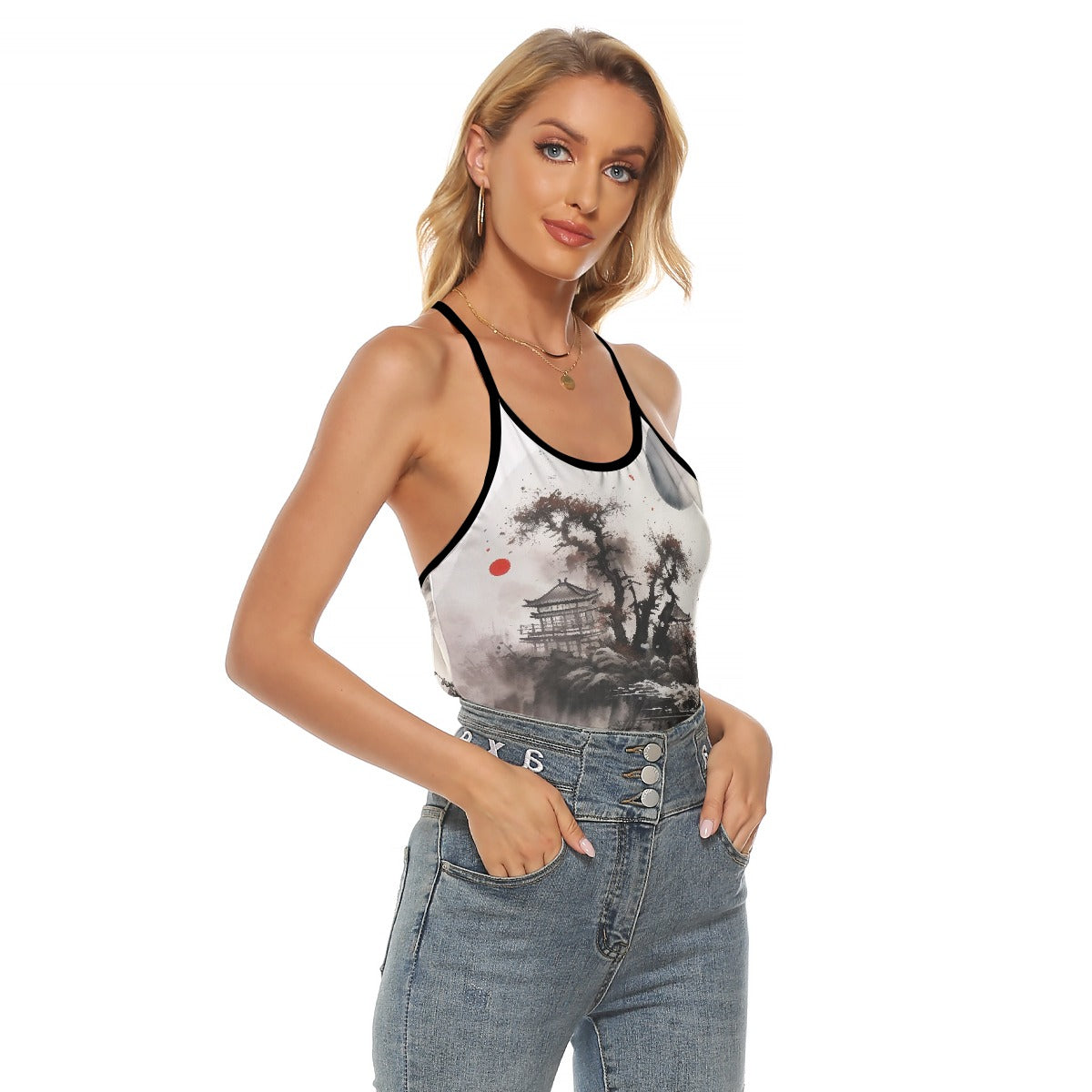 All-Over Print Women's Criss-Cross Open Back Tank Top