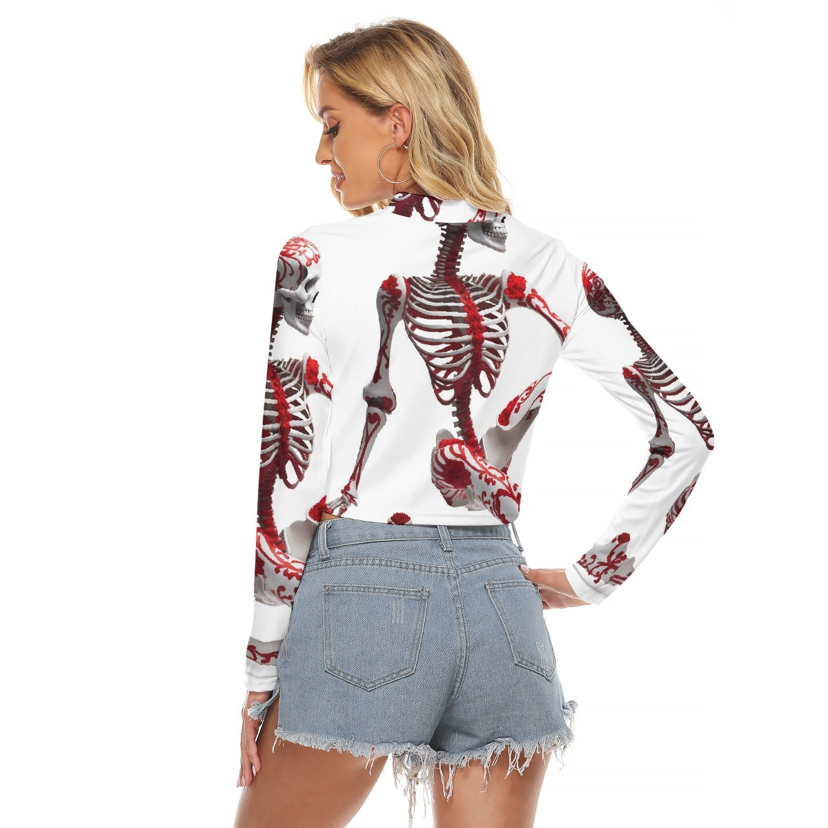 All-Over Print Women's Hollow Chest Keyhole Tight Crop Top