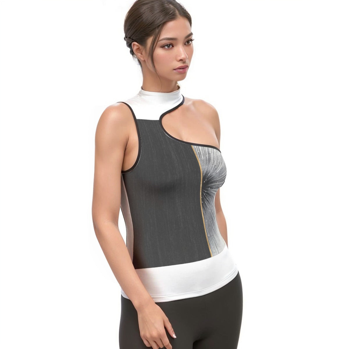 All-Over Print Women's Halter Sleeveless Asymmetrical Tank Top