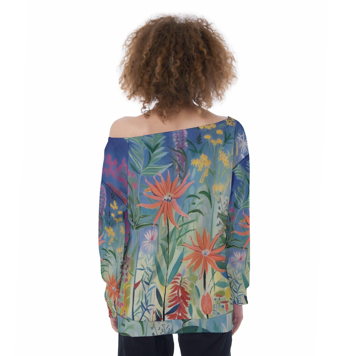 All-Over Print Oversized Women's Off-Shoulder Sweatshirt