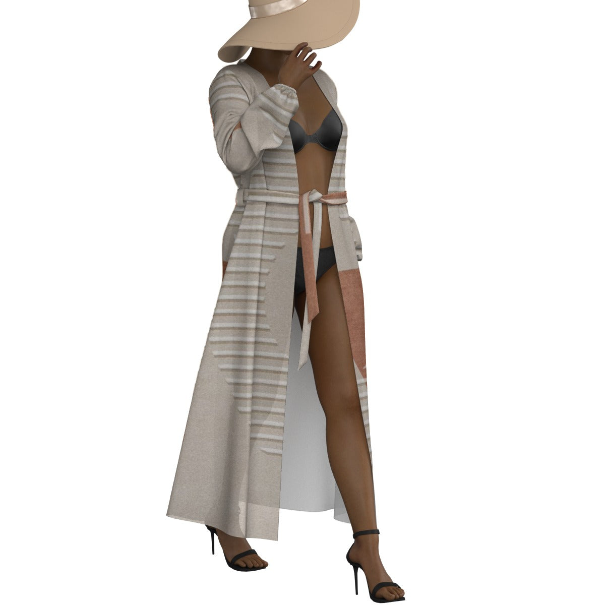 All-Over Print Women's Lace-up Chiffon Robe