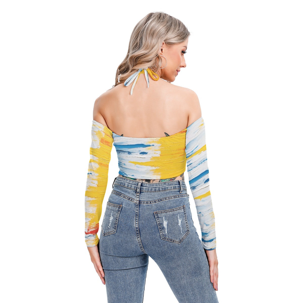 All-Over Print Women's Halter Lace-up Top