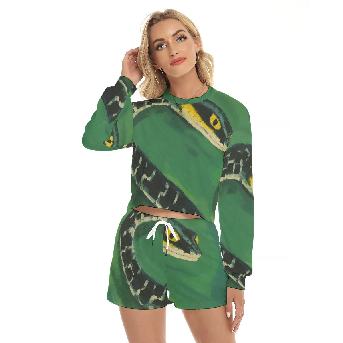 All-Over Print Women's Short Sweatshirt And Pants Suit