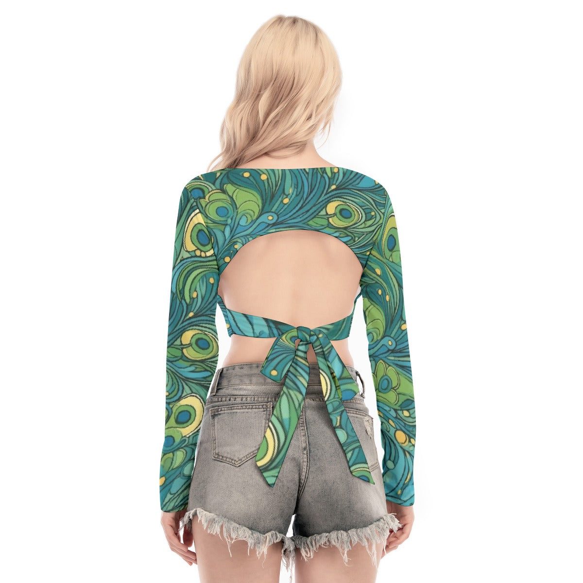 All-Over Print Women's Back Hollow T-shirt With Strap