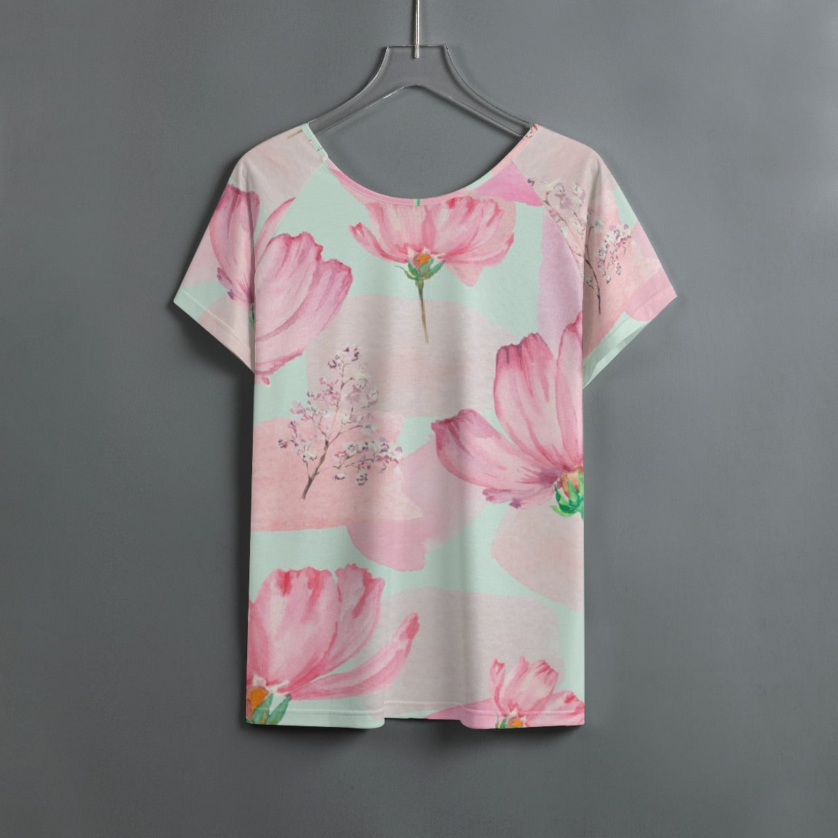 All-Over Print Women's Round Neck T-shirt With Raglan Sleeve