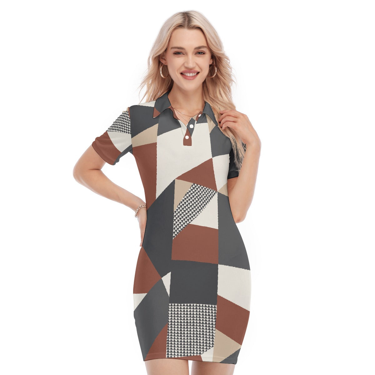 All-Over Print Women's Polo Collar Dress