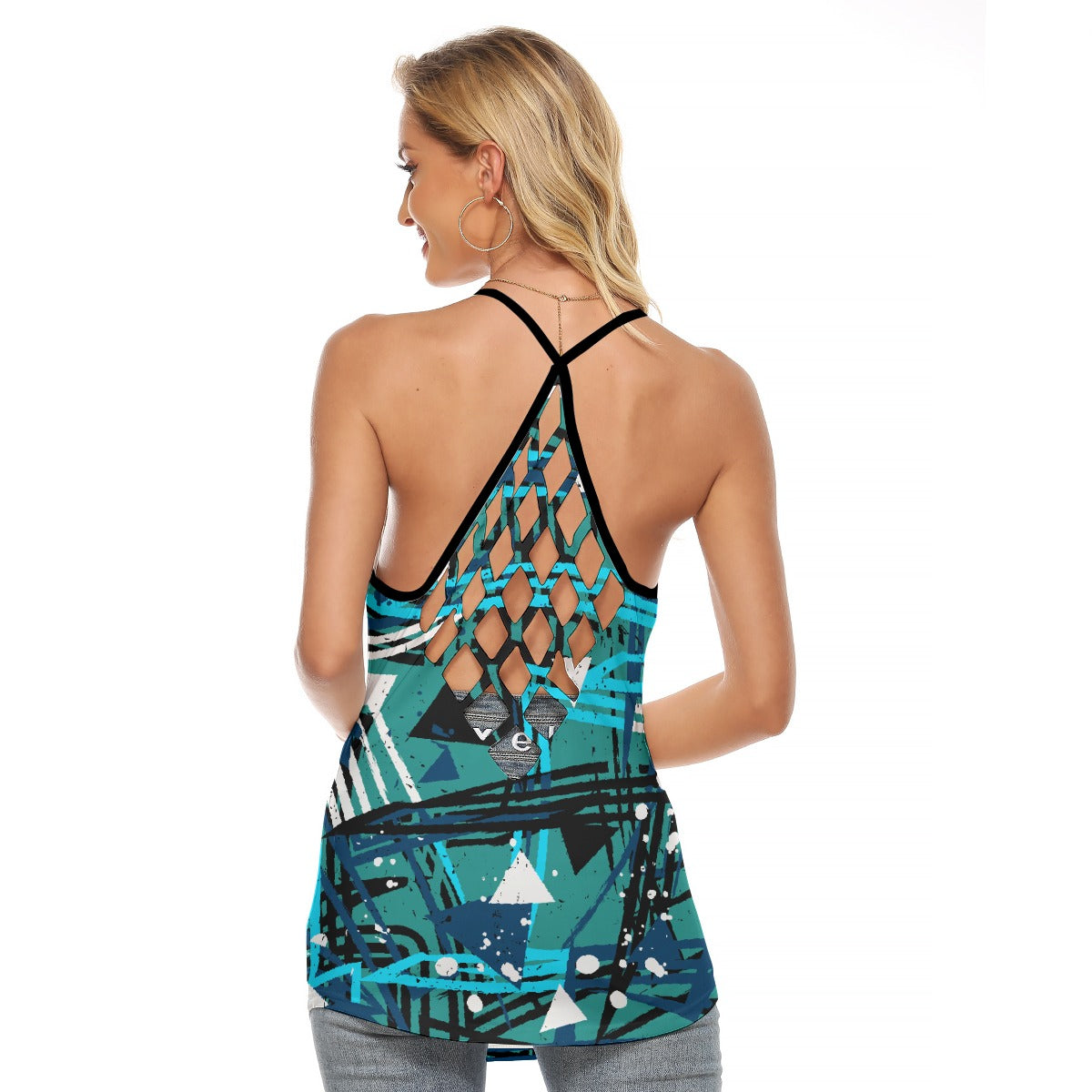 All-Over Print Women's Criss-Cross Open Back Tank Top