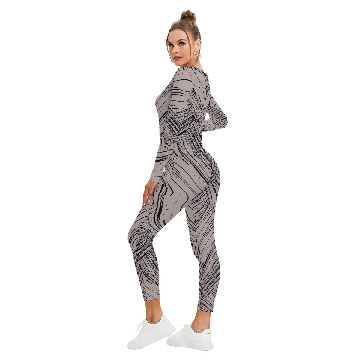 All-Over Print Women's Plunging Neck Jumpsuit