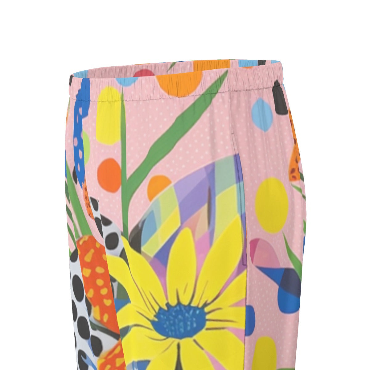 All-Over Print Women's Long Sleeve Pajama Set With Black Contrast Piping