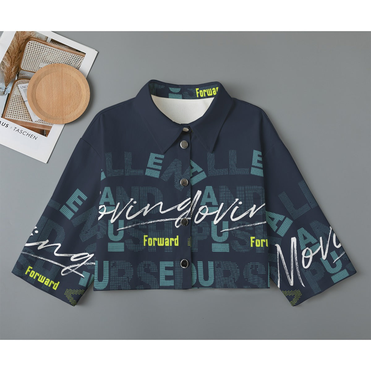 All-Over Print Women's Cropped Jacket | 245GSM Cotton