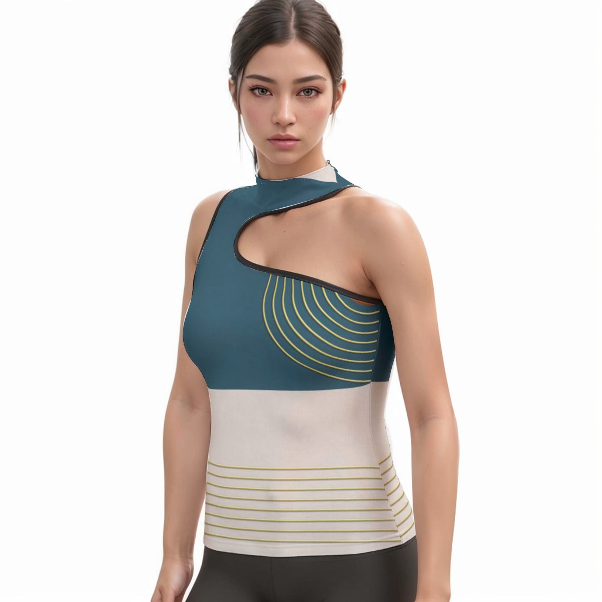 All-Over Print Women's Halter Sleeveless Asymmetrical Tank Top