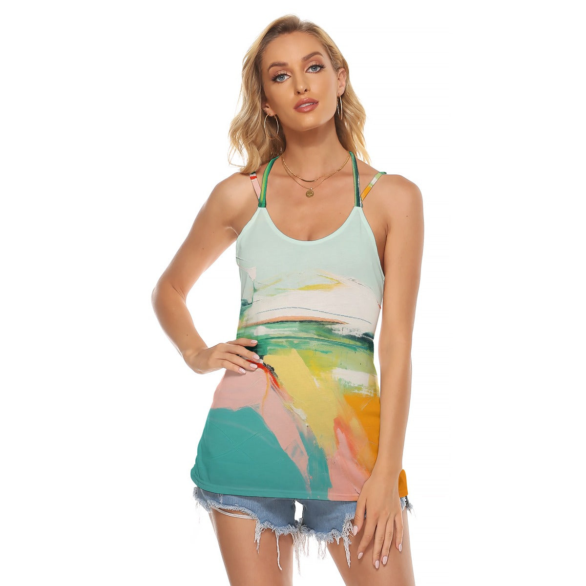 All-Over Print Women's Halter Top With Backless