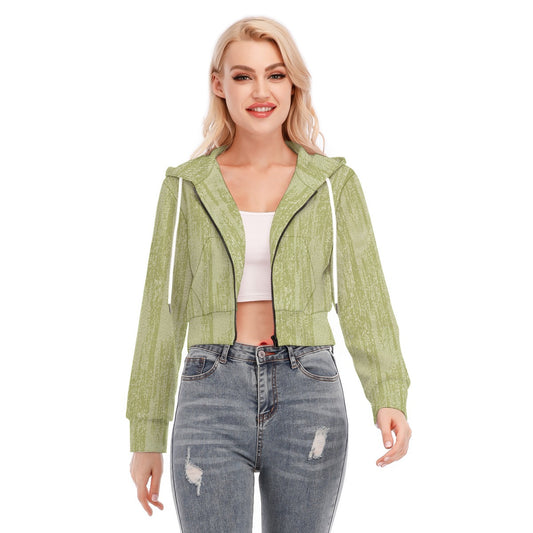 All-Over Print Women's Crop Top Hoodie With Zipper Closure