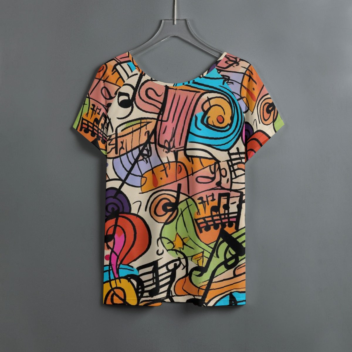 All-Over Print Women's Round Neck T-shirt With Raglan Sleeve