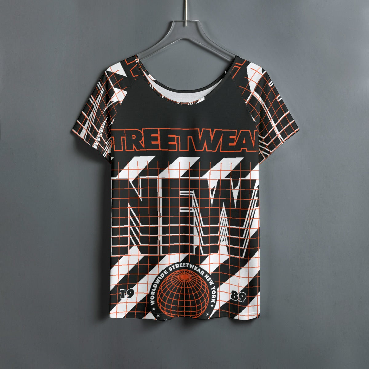 All-Over Print Women's Round Neck T-shirt With Raglan Sleeve