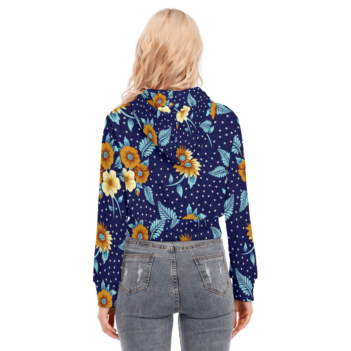 All-Over Print Women's Crop Top Hoodie With Zipper Closure
