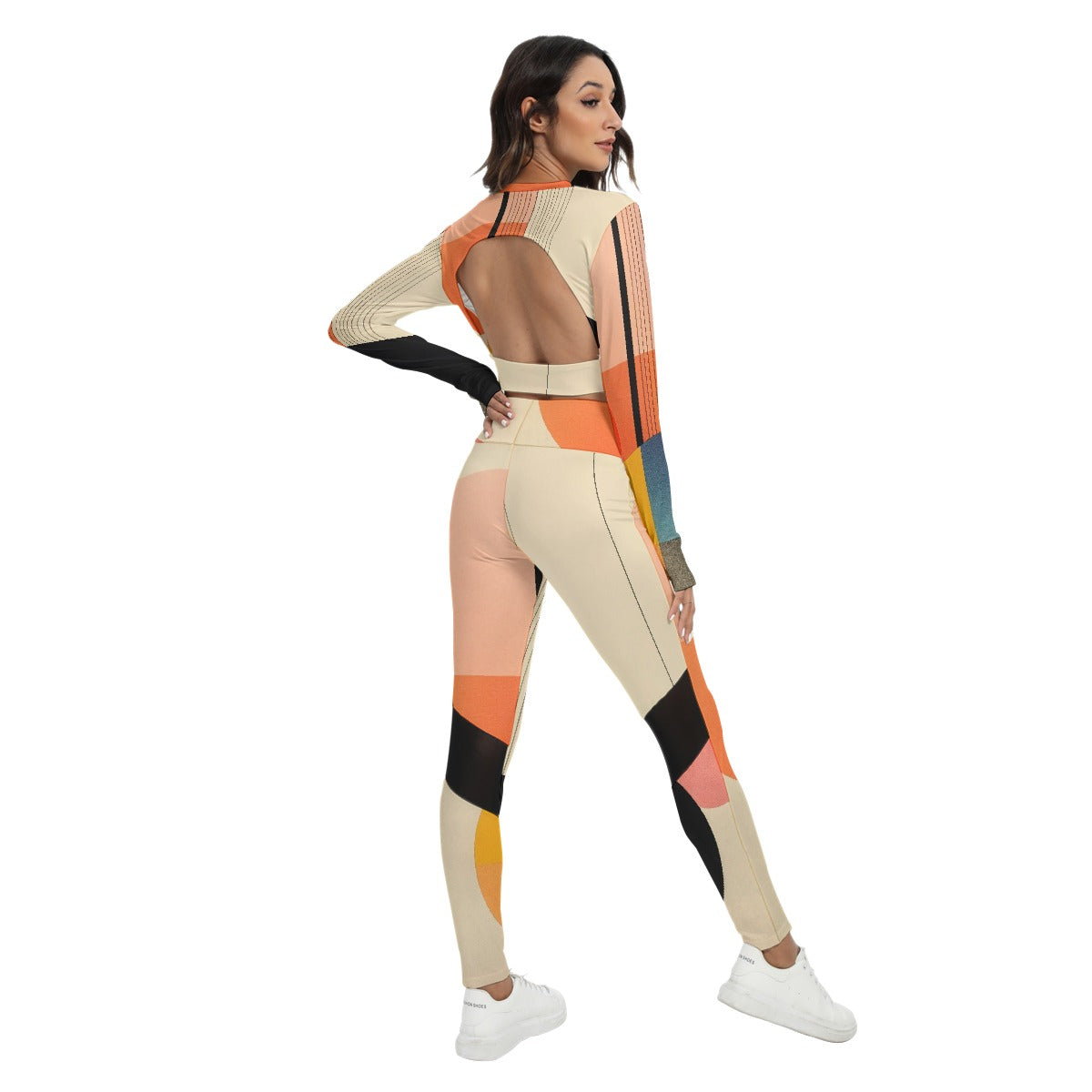 All-Over Print Women's Sport Set With Backless Top And Leggings
