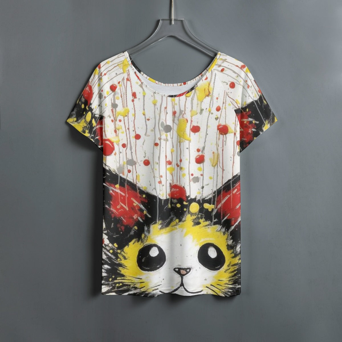 All-Over Print Women's Round Neck T-shirt With Raglan Sleeve