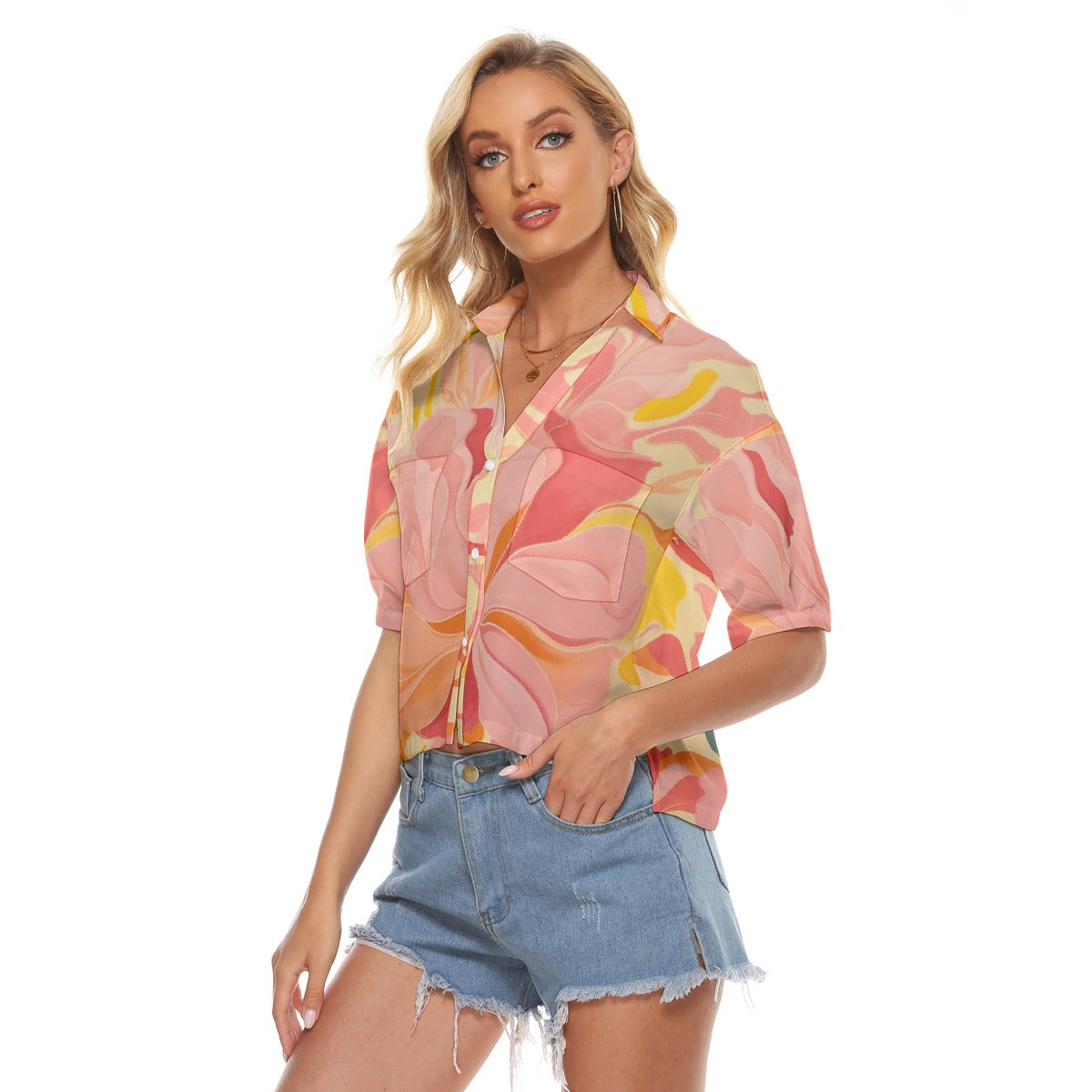 All-Over Print Women's V-neck Shirts