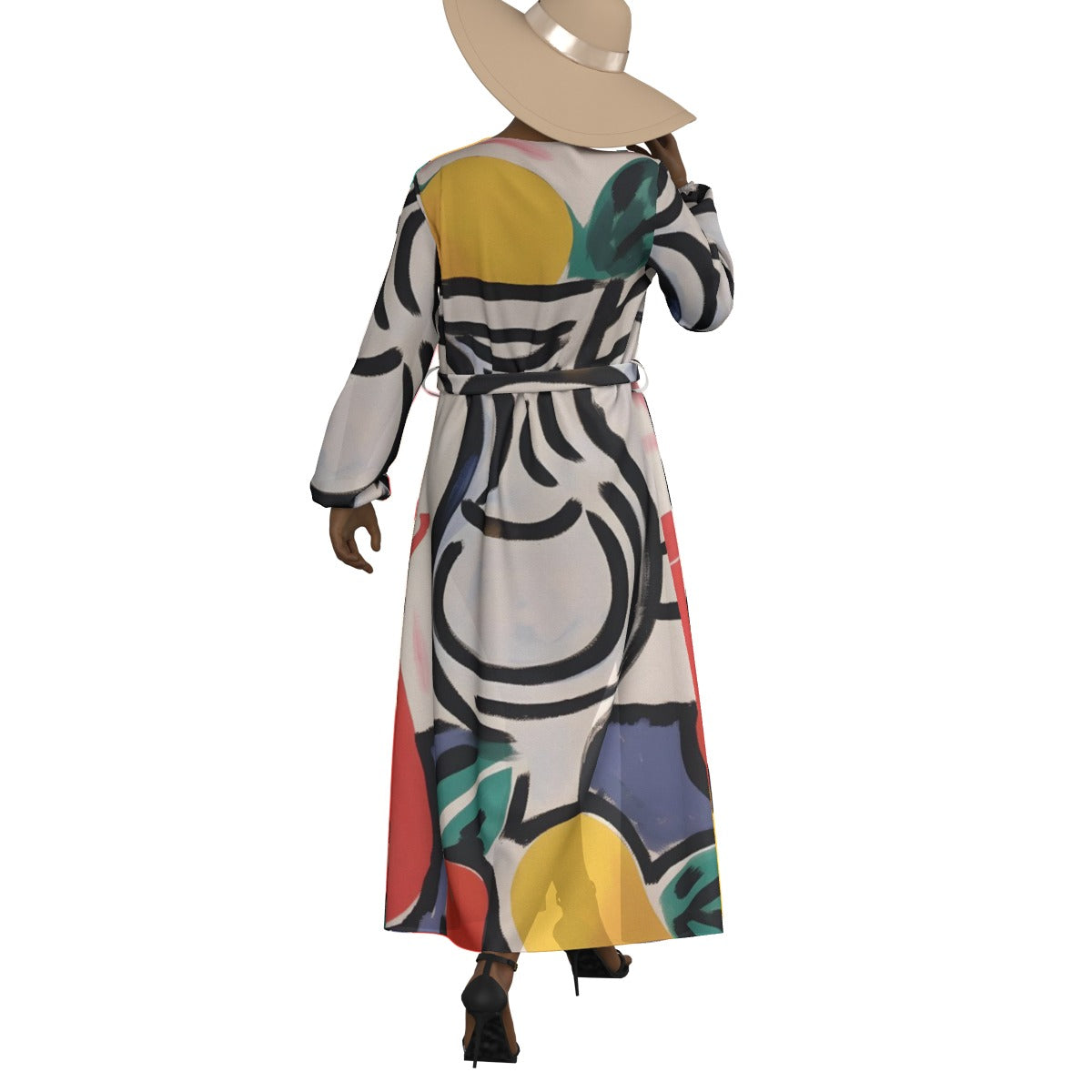 All-Over Print Women's Lace-up Chiffon Robe