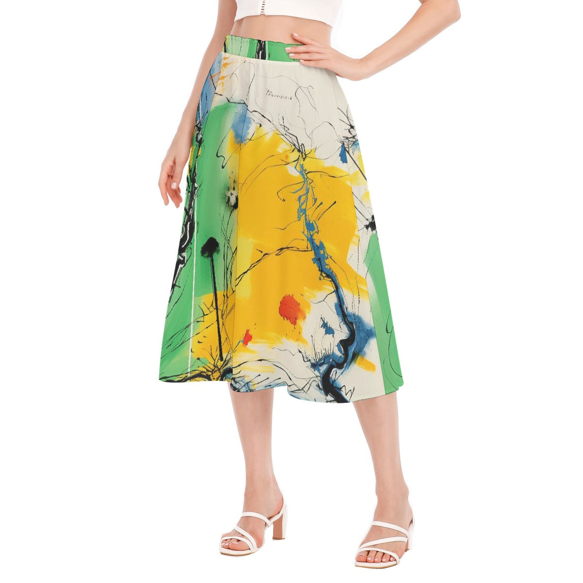 All-Over Print Women's Long Section Chiffon Skirt