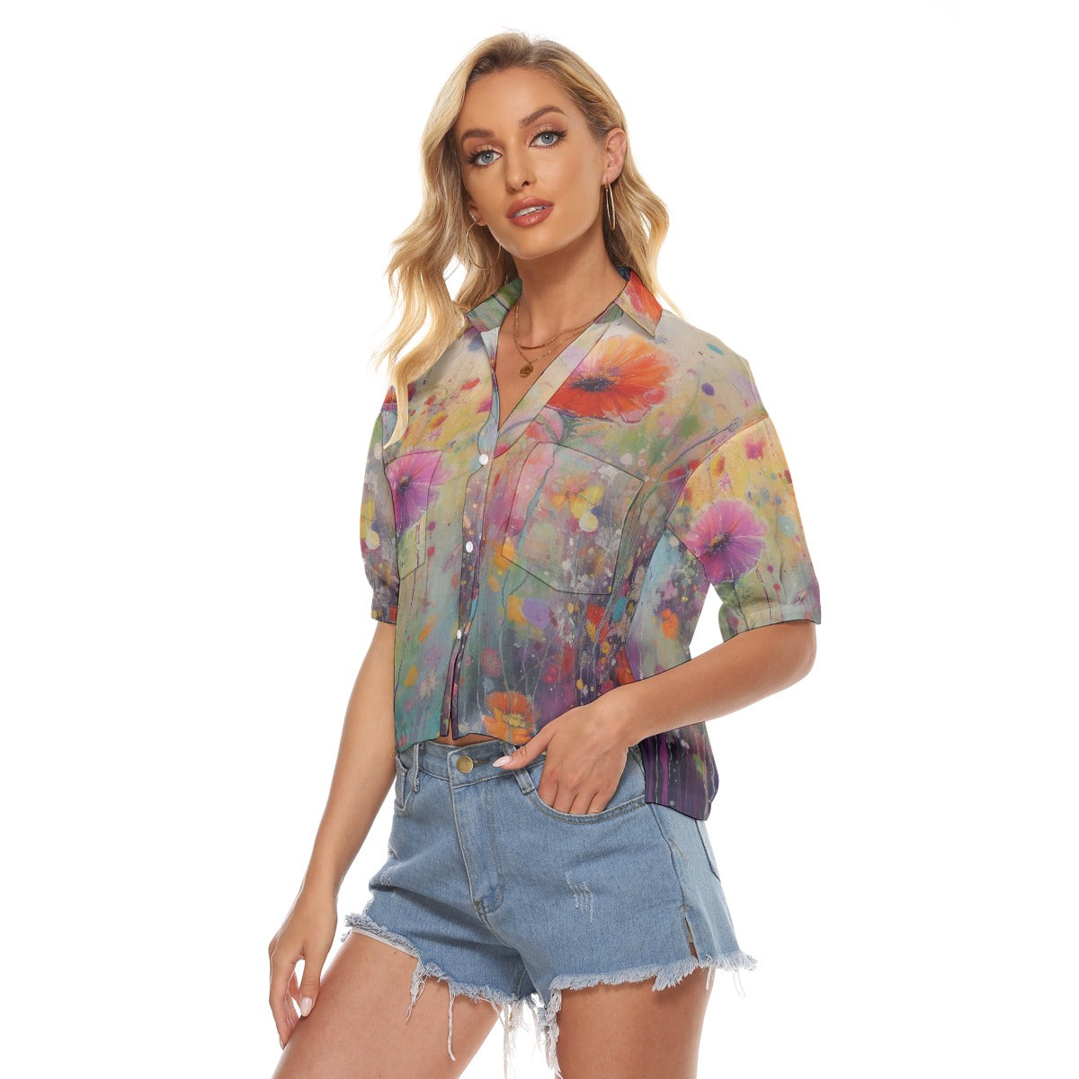 All-Over Print Women's V-neck Shirts