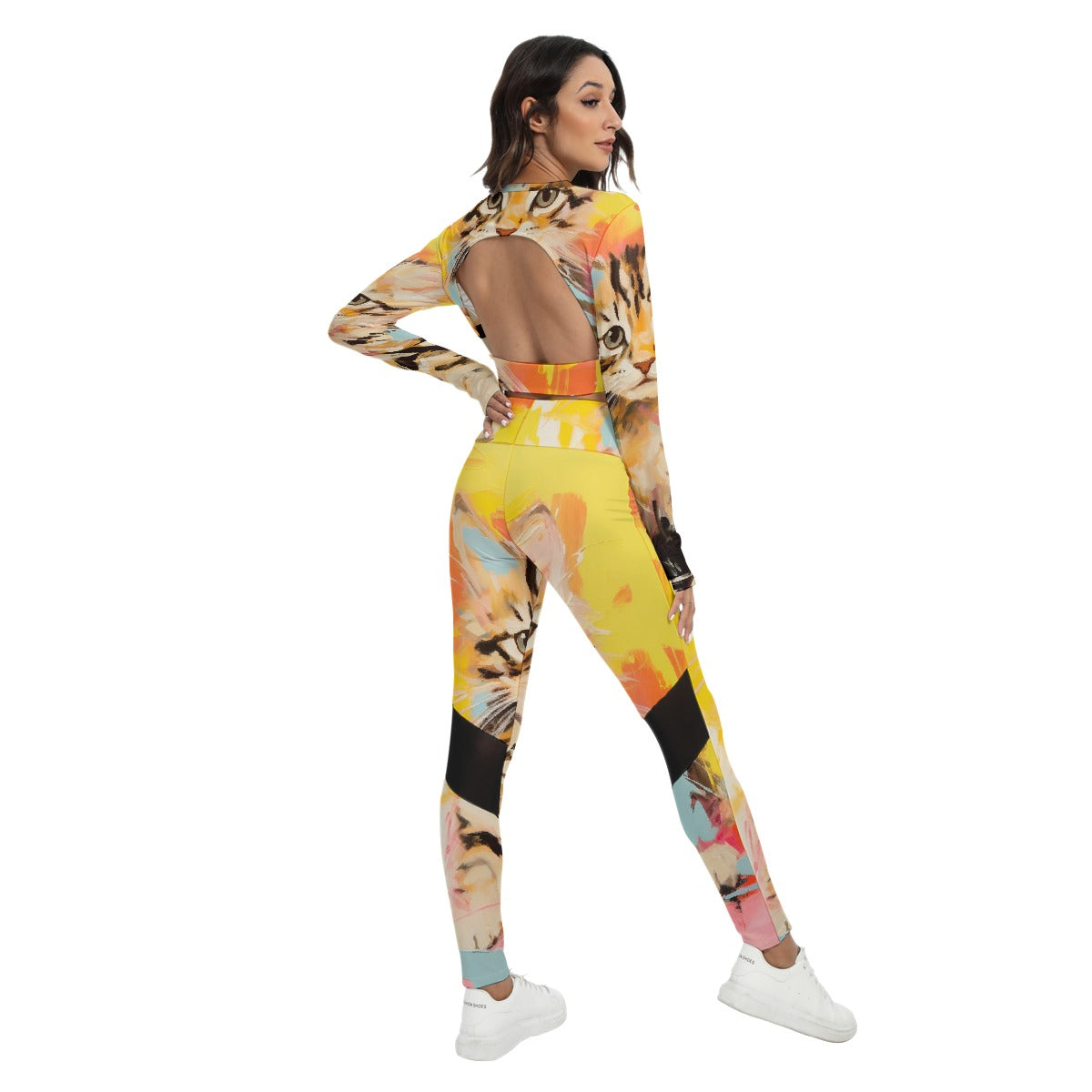 All-Over Print Women's Sport Set With Backless Top And Leggings