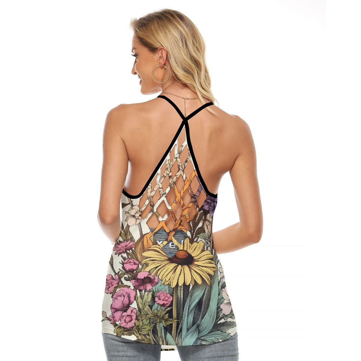 All-Over Print Women's Criss-Cross Open Back Tank Top