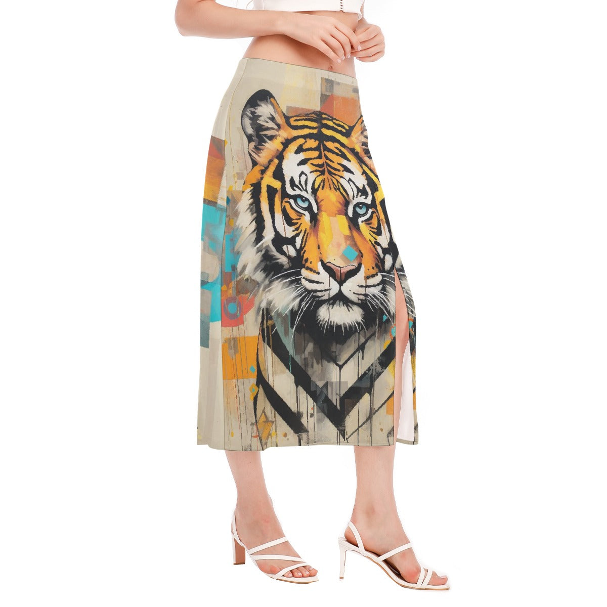 All-Over Print Women's High Slit Long Skirt