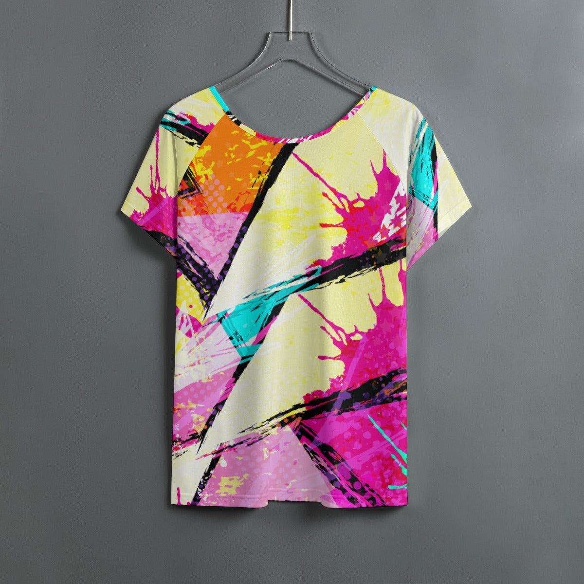All-Over Print Women's Round Neck T-shirt With Raglan Sleeve