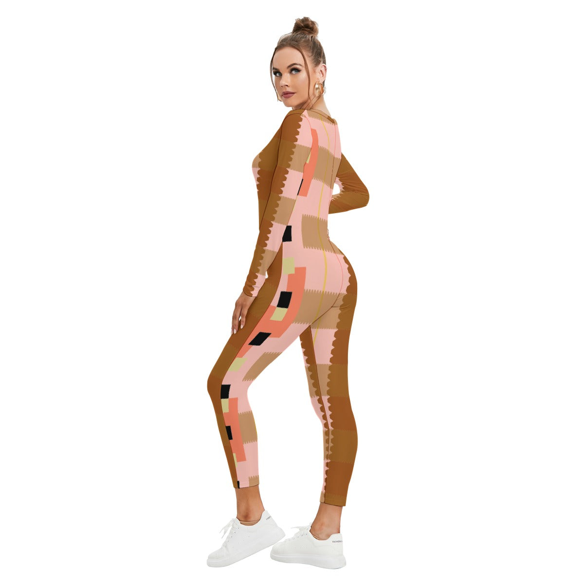 All-Over Print Women's Plunging Neck Jumpsuit