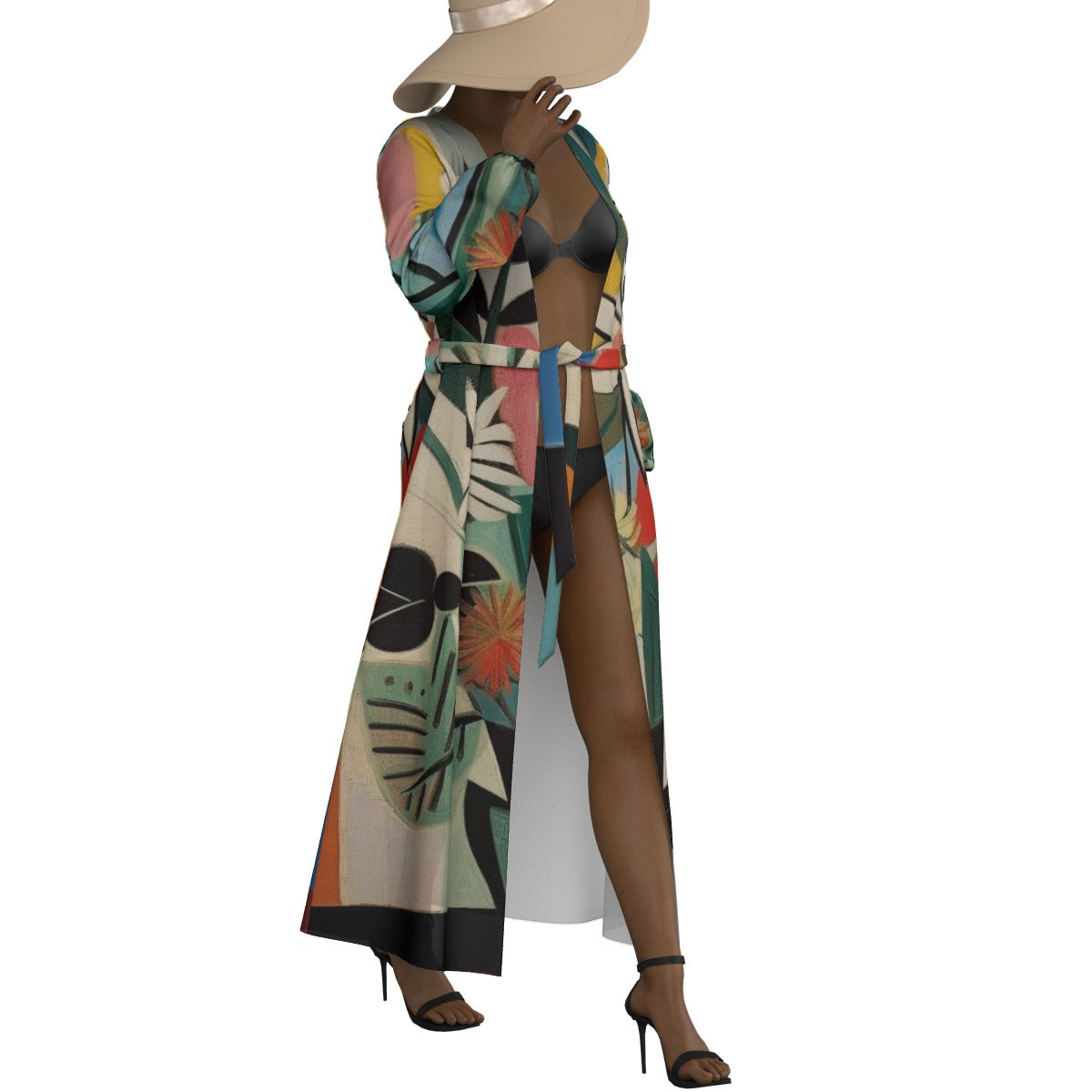 All-Over Print Women's Lace-up Chiffon Robe