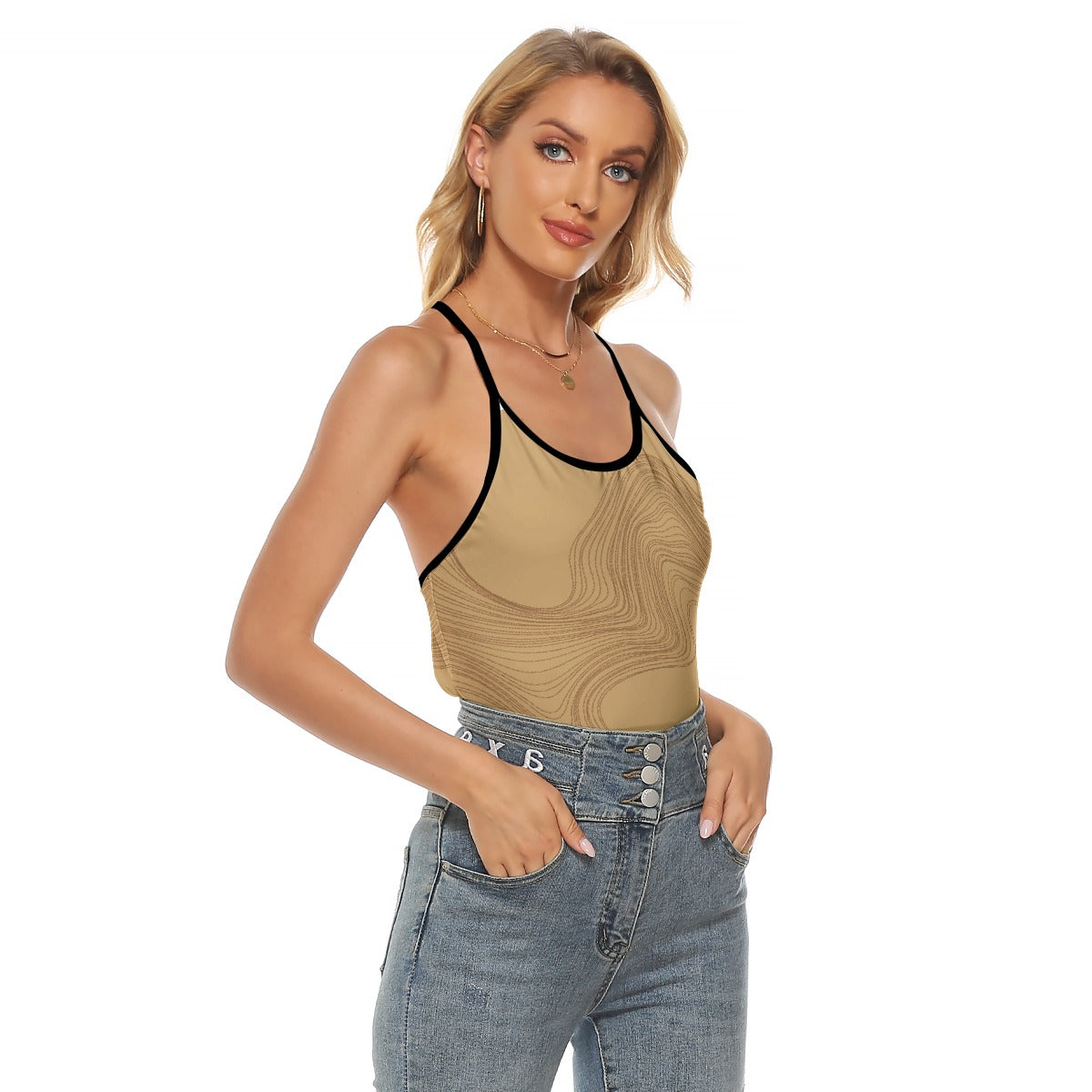 All-Over Print Women's Criss-Cross Open Back Tank Top