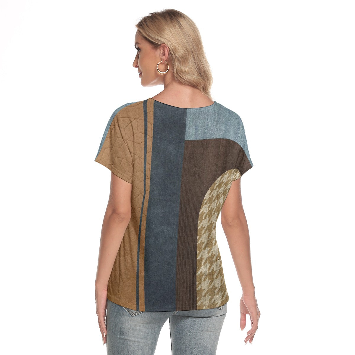 All-Over Print Women's Loose V-neck Short Sleeve T-shirt