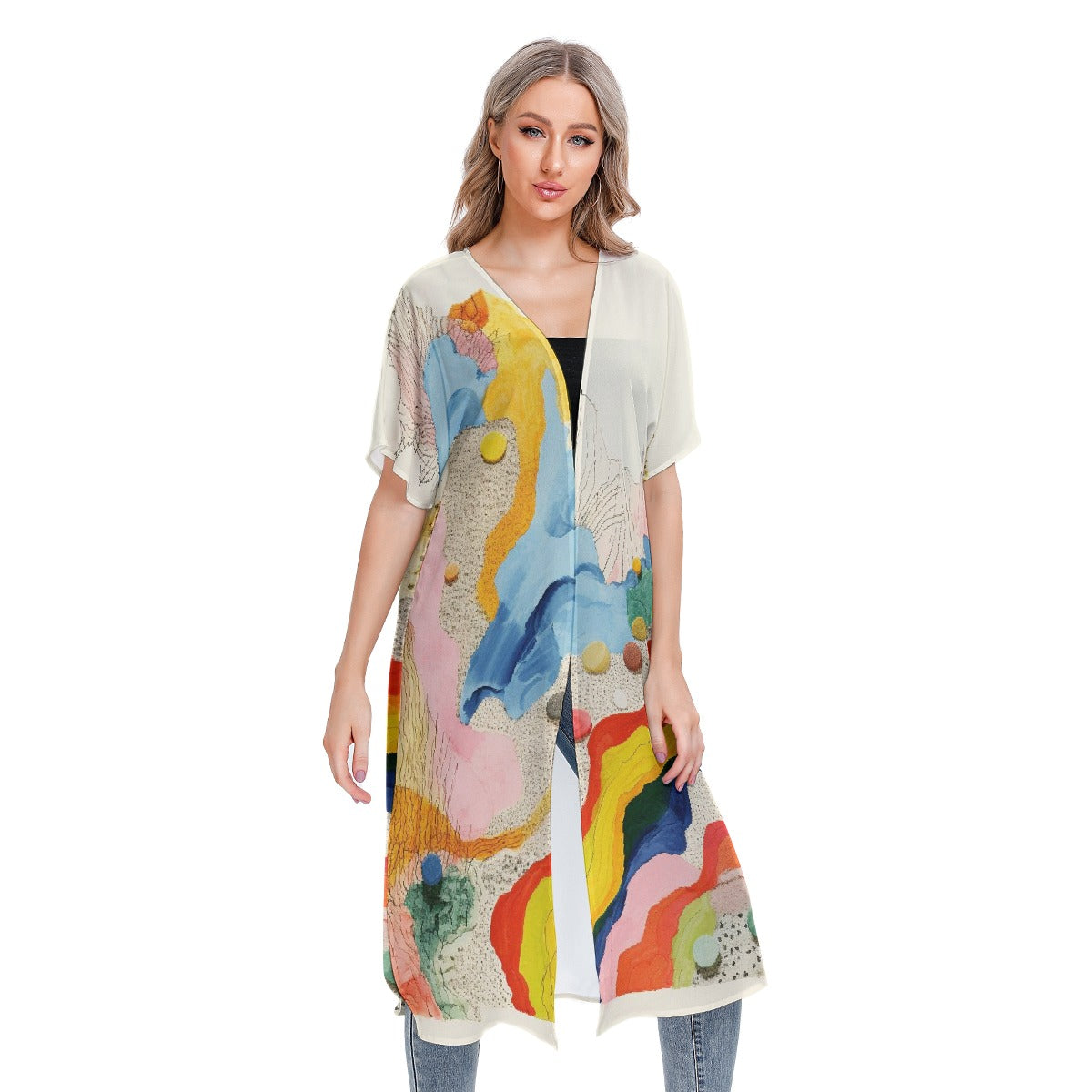 All-Over Print Women's Short Sleeve Cardigan